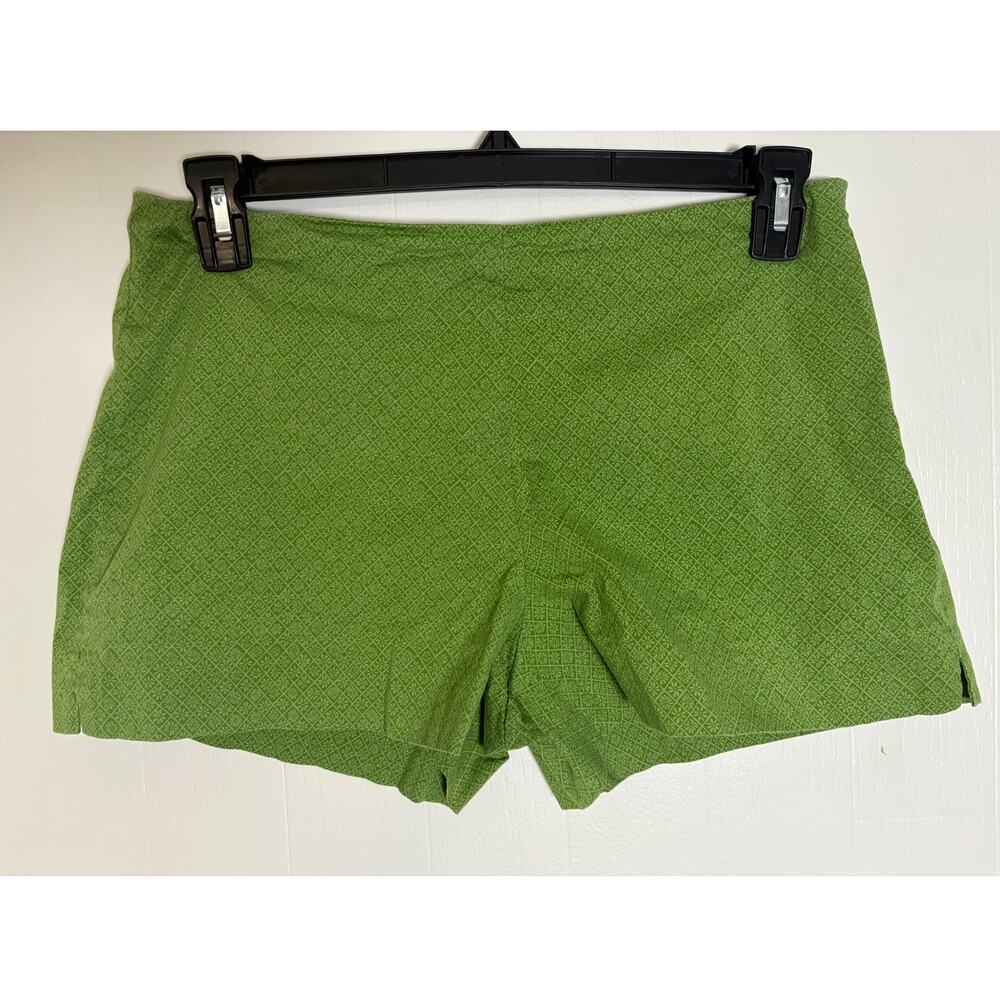 Ralph Lauren Size 10 Green Geometric Print Side Zip Shortie Shorts